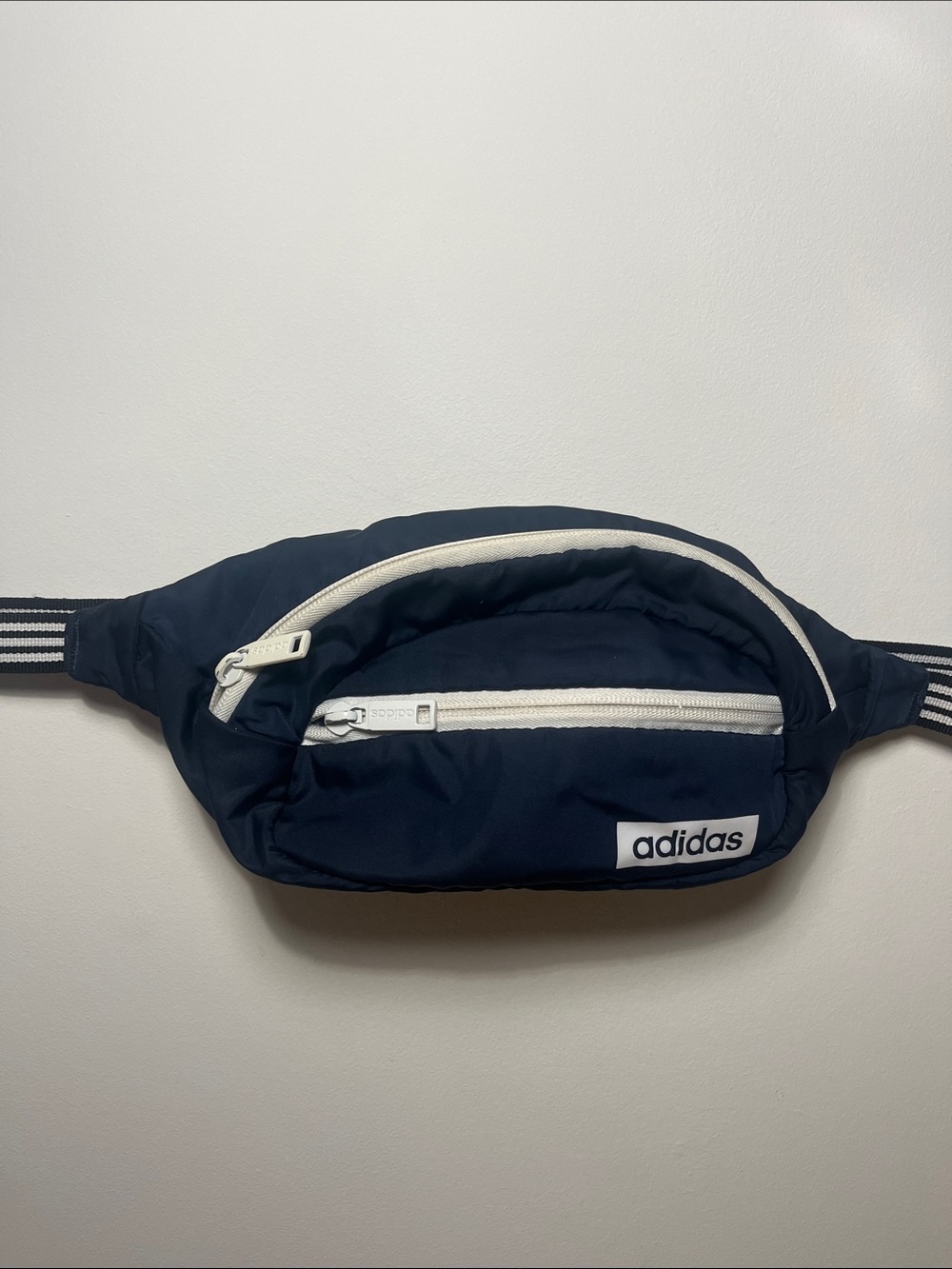 Adidas Navy Blue Fanny Pack Belt Bag with White Accents